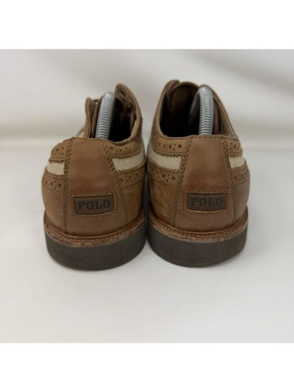 Polo Ralph Lauren Torrington Wingtip Oxford Shoes Brown Beige Men’s Size 999 - Picture 4 of 6